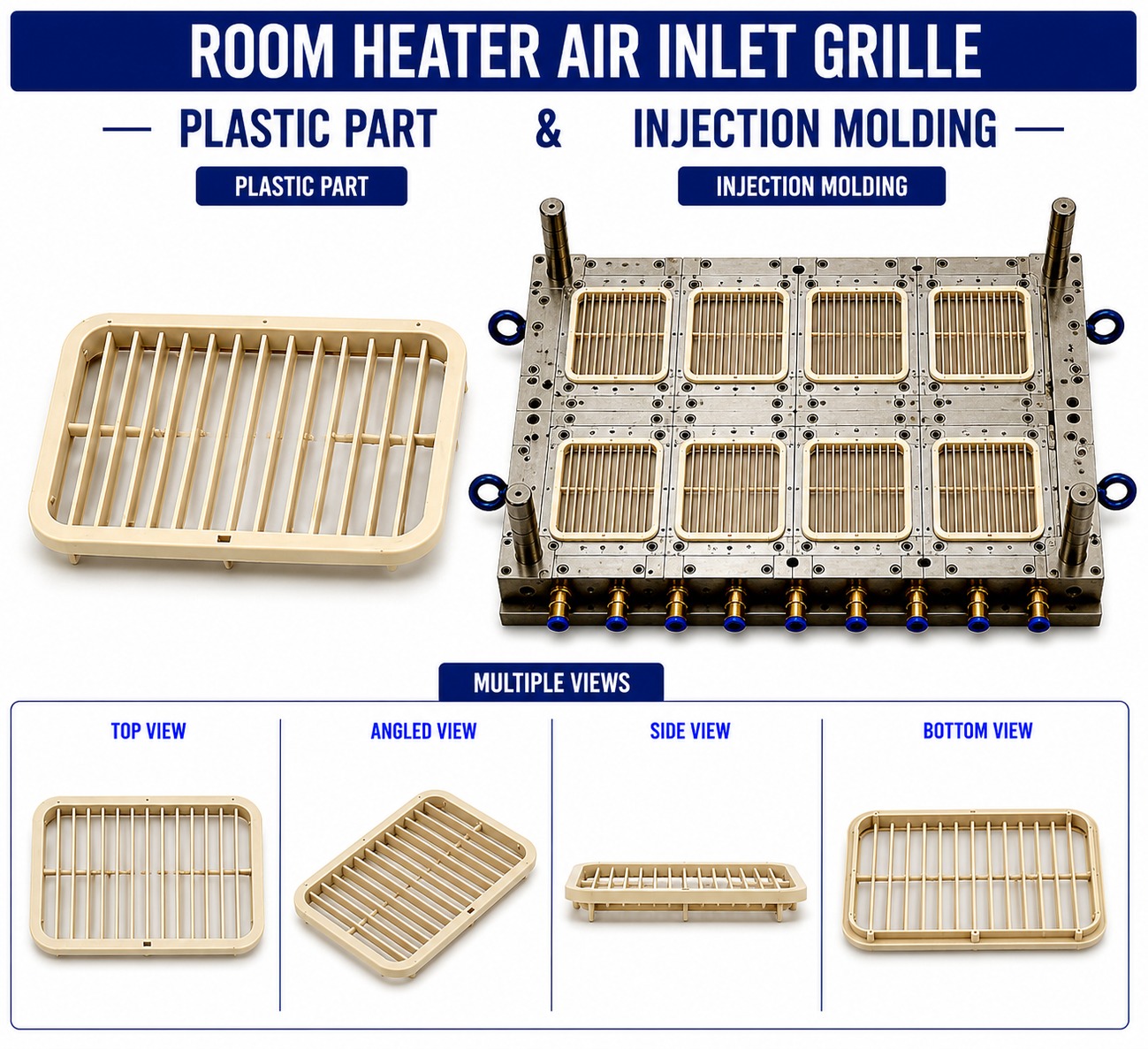 Room Heater Plastic Air Inlet Grille Mould and Moulding Service
